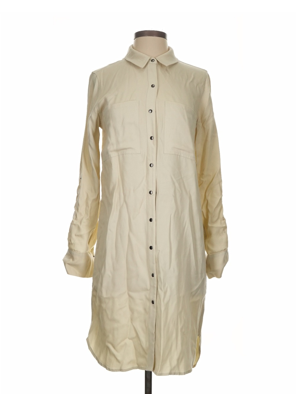 Tyler Boe Cream Long-Sleeve Button-Front Shirt Dress